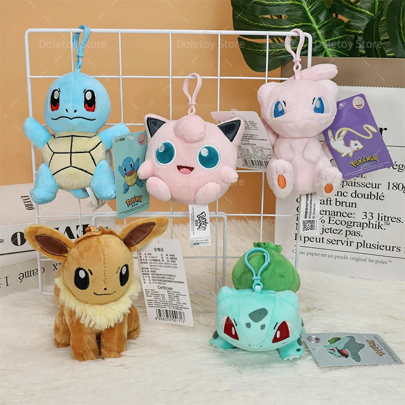 Original Pokémon Plush Keychain – Pikachu, Eevee, Charmander, Squirtle, Mew, Snorlax, Jigglypuff Cute Cartoon Doll Toy Gift for Kids