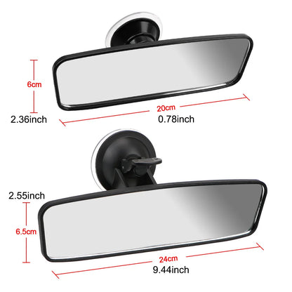 360° Car Rear View Mirror - Wide-Angle Adjustable Interior Mirror with Suction Cup Mount