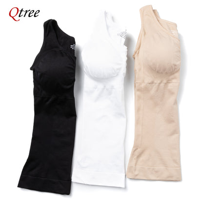 Qtree Women Tummy Control Shapewear – 2-in-1 High Elastic Stretch Vest with Padded Bra, Body Shaper, Slimming Lift Corset