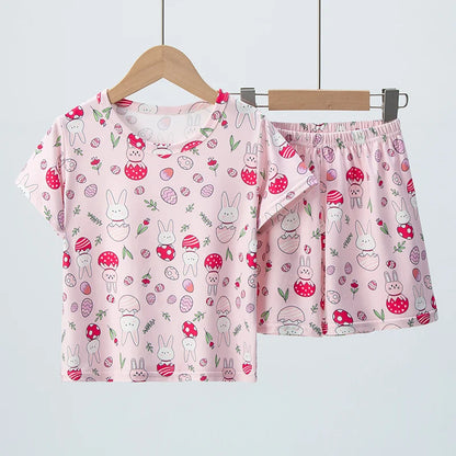 Kids' 2-Piece Summer Outfit Set - Cute Short Sleeve Top and Shorts for Boys & Girls