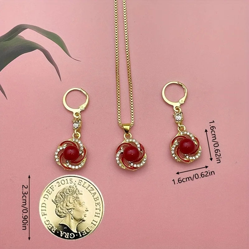 3pcs Zircon Jewelry Set for Women – Elegant Necklace & Earrings, Trendy Party Accessories, Birthday Gift