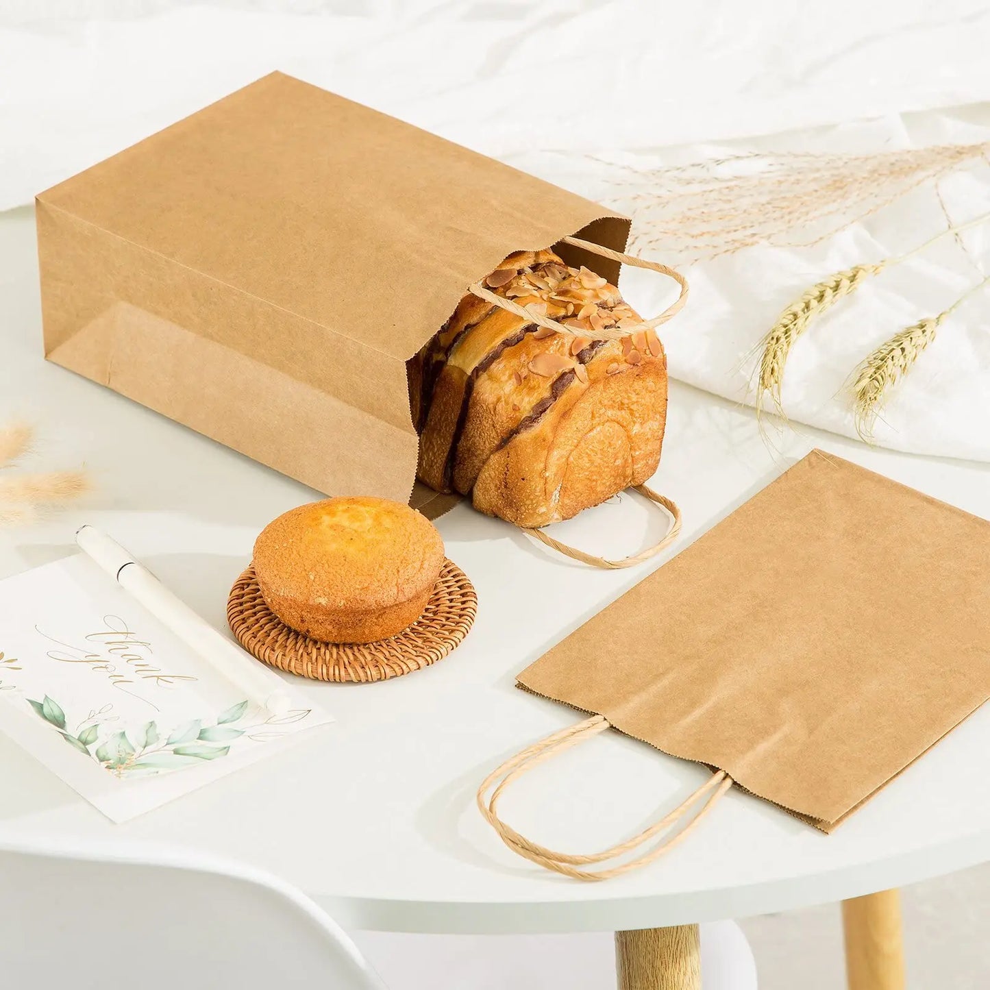 25/50pcs Brown Kraft Paper Gift Bags with Handles – Wedding, Birthday, Party Favor & Small Business Grocery Bags