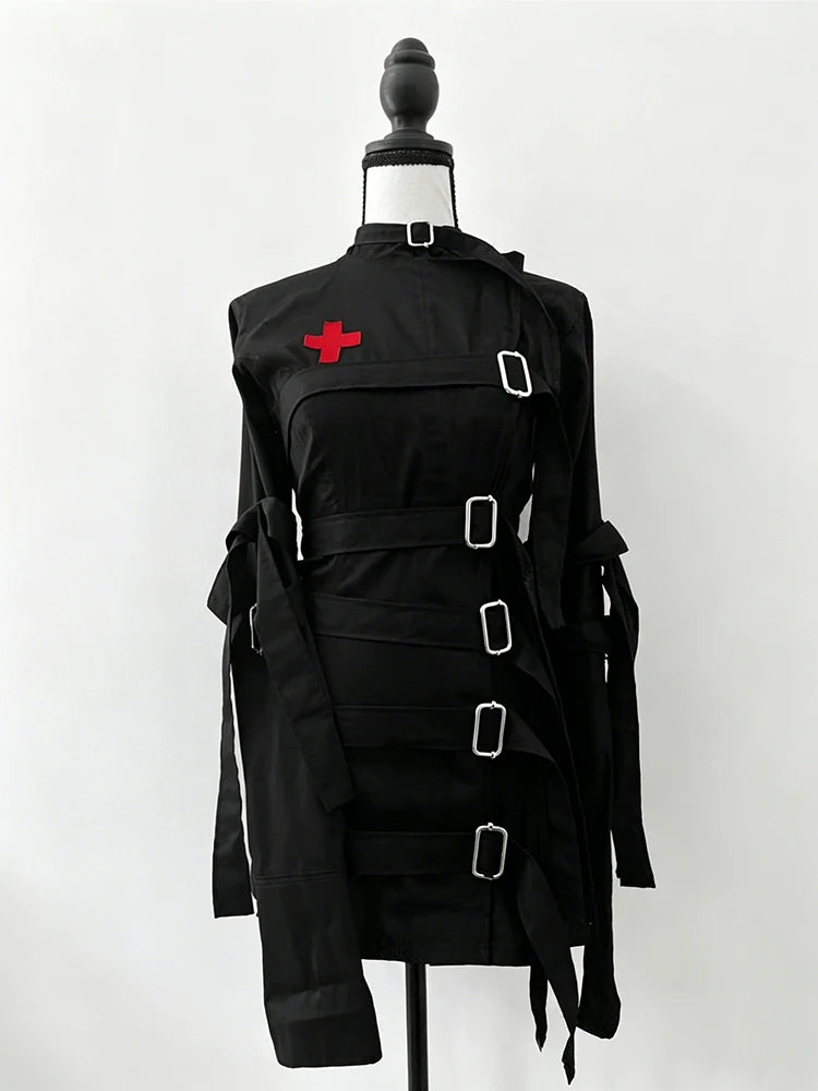 Emo Gothic Punk Jirai Kei Women’s Jacket - Y2K Harajuku Lace-Up Grunge Gyaru Streetwear Coat