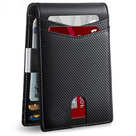 RFID Carbon Fiber Slim Wallet for Men – Luxury Money Bag, Thin Card Holder, Small Short Billfold Purse