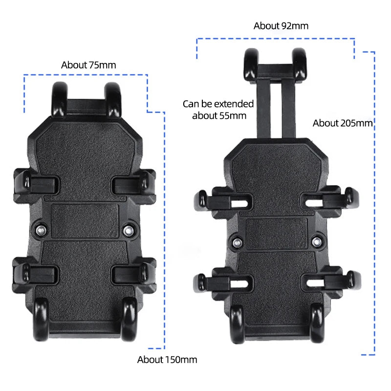 Motorcycle & Bike Phone Holder with Shock Absorber – Handlebar Rearview Mirror Mount for 4.7–7.1” Smartphones