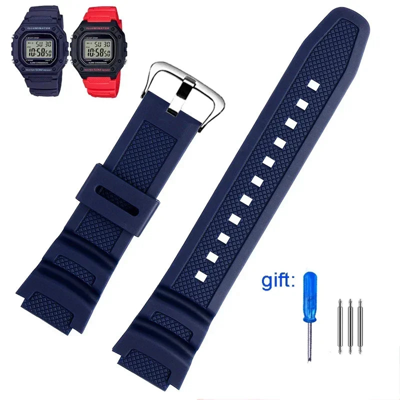 Rubber Silicone Watch Band for Casio F-108WH W-216H W-218H W-215 W-752 W-S200H SGW-400/500H - Waterproof Resin Replacement Strap