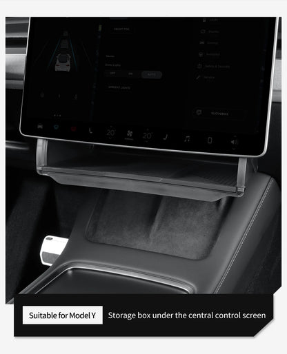 Hidden Storage Box Organizer – Under Screen Tray for Tesla Model Y 2024 & Model 3 2021-2022