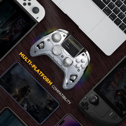 Interactive Screen Wireless Gaming Controller – Hall Effect Stick, RGB Light, 1800mAh, Charging Dock, Compatible with Switch/PC/iOS/Android