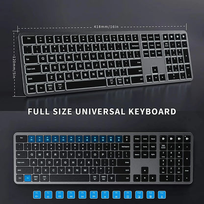 Multi-Device Rechargeable Bluetooth Backlit Wireless Keyboard for Laptop, Tablet & iPad
