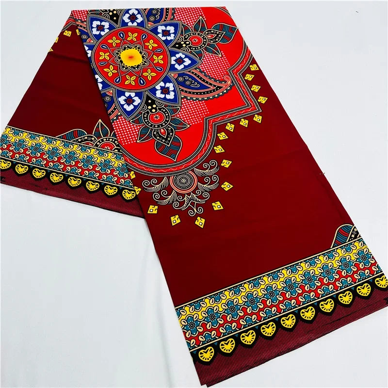 6 Yards African Real Wax Fabric - 100% Cotton Original Ankara Print for Party Dresses K121901