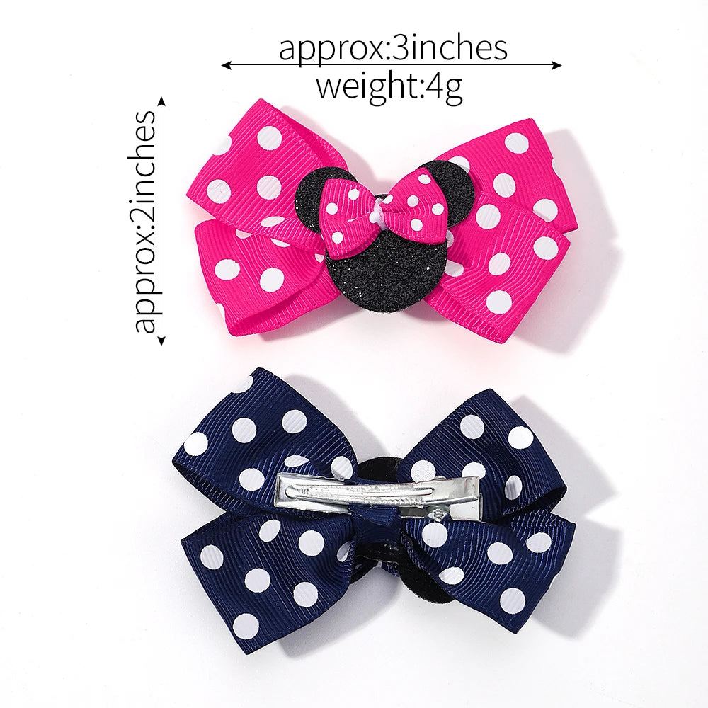 2pcs/Set Girls Polka Dot Bow Hair Clips – Cute Toddler Cartoon Hairpins, Baby Boutique Hair Accessories