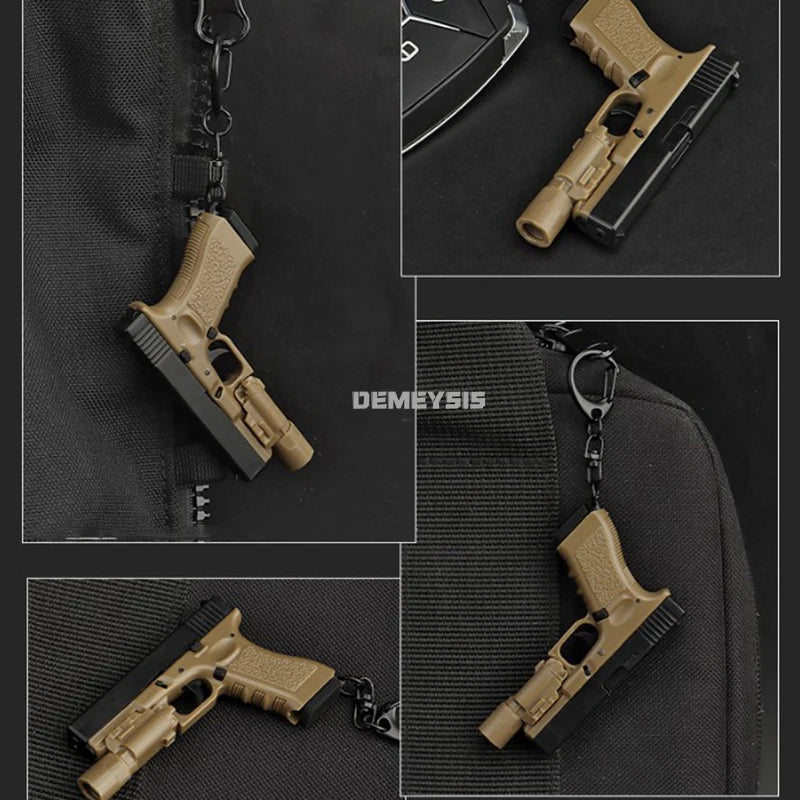 Mini Tactical Pistol Keychain - G17 Model Gun Shape Detachable Key Ring Backpack Vest Decorative Accessory