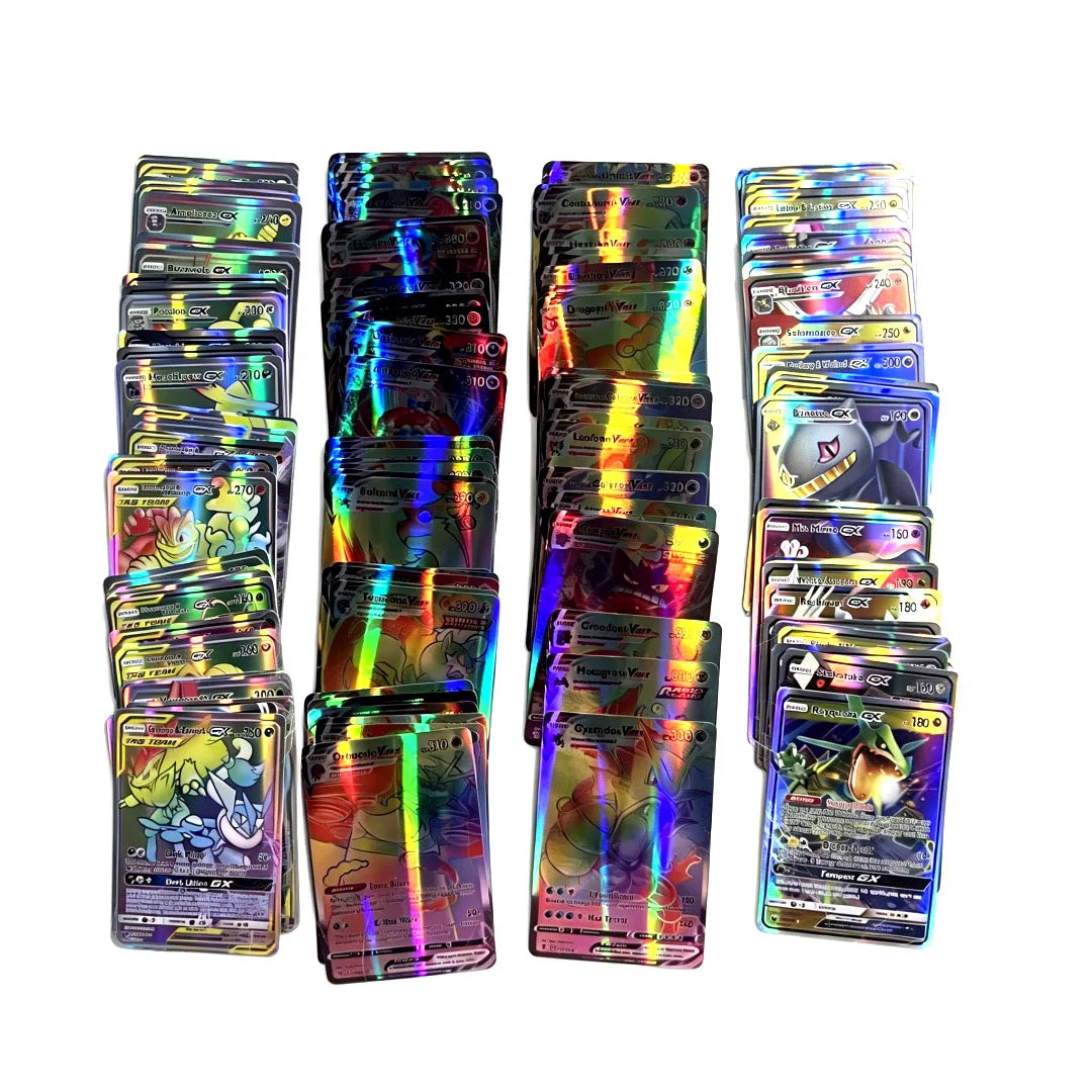 Pokémon TCG V, VMAX, GX & EX Holographic Cards - 60/100-Piece French and English Collectible Card Set for Fans and Gifts