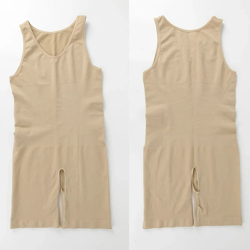 Men’s Sleeveless Bodysuit Shaper — Full Body Compression Undershirt, Tummy Control Slimming Vest Shapewear