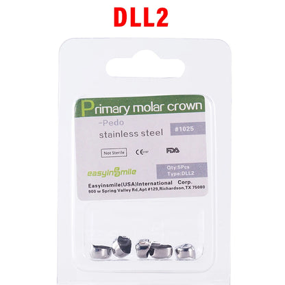 5PCS EASYINSMILE Kids Stainless Steel Dental Crowns – Primary Molar Teeth Refill D2-D7