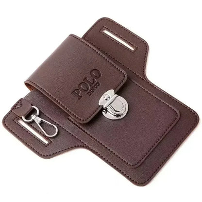 2024 Men’s Leather Belt Phone Waist Pack – Multifunctional PU Card & Key Organizer Portable Waist Bag Gift Idea