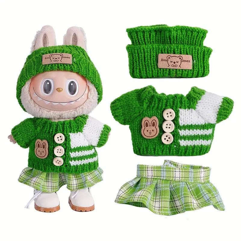 Labubu Doll Cute Sweater Set – 17cm Doll Clothes & Shoes DIY Accessories for Training, Sitting, Party Games, and Gifts