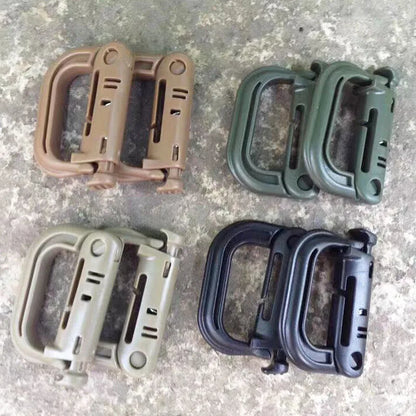 Outdoor GRIMLOC Molle Carabiner: D-Locking Plastic Clip Snap Buckle Keychain - ITW Fastener for Bag Attachment