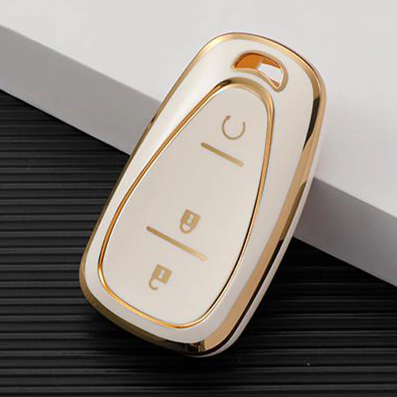 TPU Car Key Case Cover – Compatible with Chevrolet Malibu, Blazer, Traverse, Seeker, Onix, Equinox, Volt, Bolt, Trax, Orlando, Cruze, Spark, Sonic, Camaro
