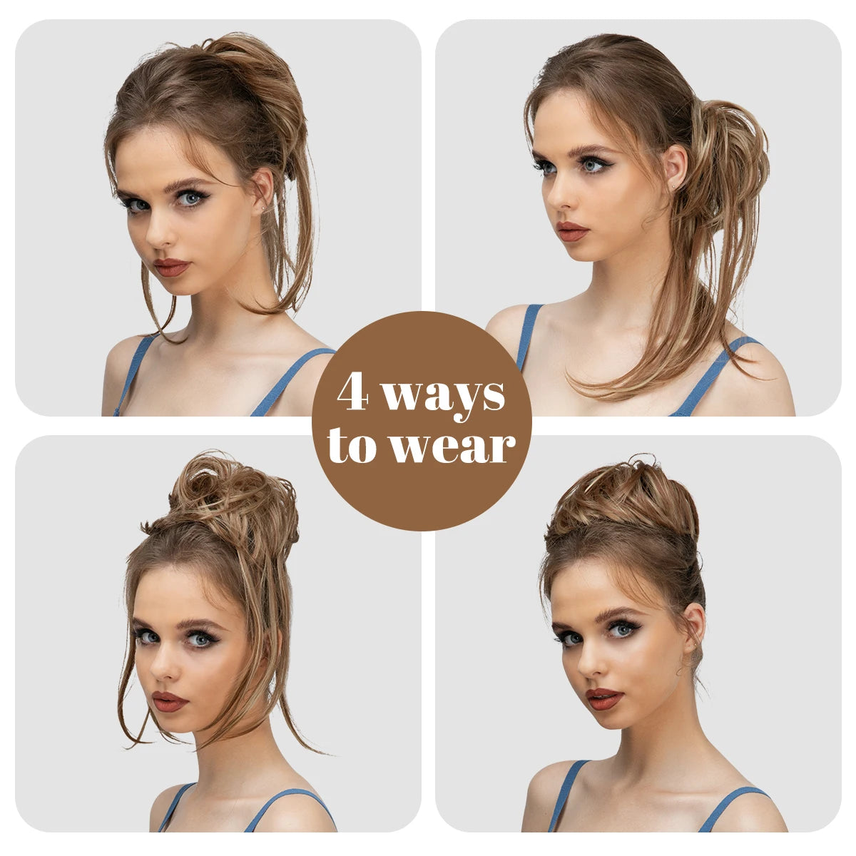 Synthetic Elastic Messy Bun Hairpiece – Curly Scrunchie Chignon, Black, Blonde, Brown Updo Donut for Women, Natural Fake Hair