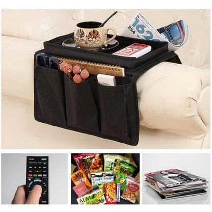 Couch Armrest Storage Organizer — 6-Pocket Remote Control Holder Bag for TV Sofa