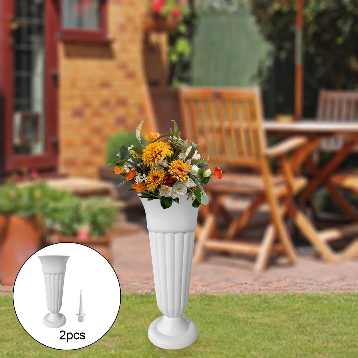 2 Pack Cemetery Vases with Spikes – Artificial Flower Grave Decorations for Memorials
