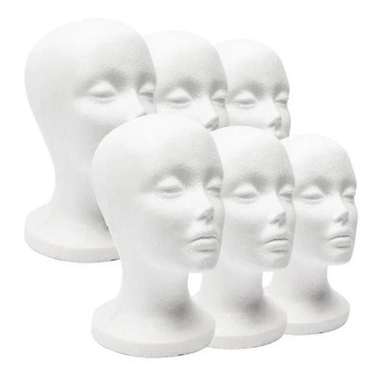 Female Styrofoam Mannequin Head | White Foam Model for Hats, Glasses, Wigs Display & Stand Rack