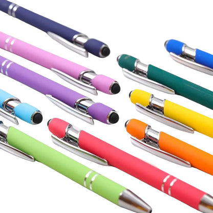 2-in-1 Metal Stylus Ballpoint Pen — 1.0mm Black Ink Pen for Smartphone and Tablet, Set of 5–10 Pieces