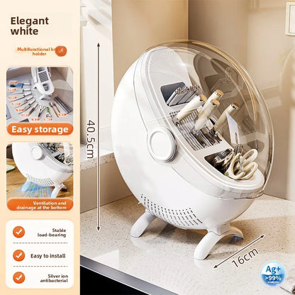 Kitchen Knife & Utensil Holder - Multifunctional Countertop Storage Rack with Drainage for Knives, Spoons & Chopsticks