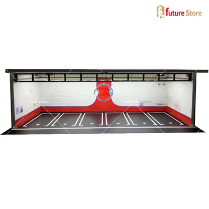 1:64 Scale Garage Scene Model with Lights – Assembled Parking Lot Diorama for Miniature Car Display