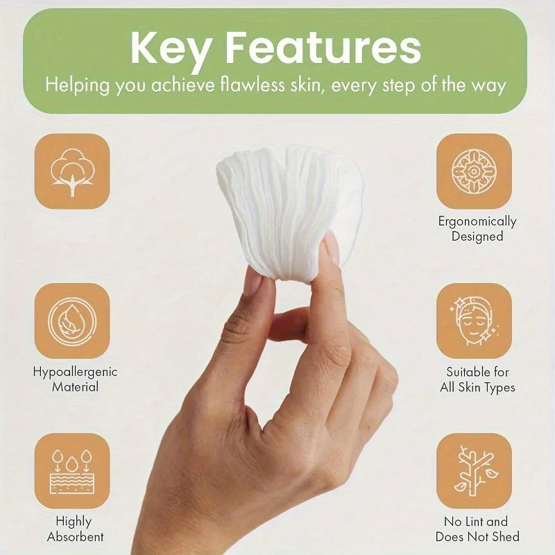 Round Facial Cleansing Pads - 300/600pcs Hypoallergenic Lint-Free Makeup Remover Wipes