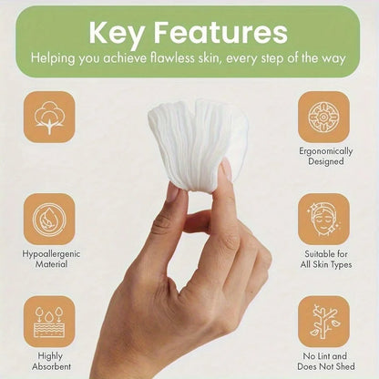 Round Facial Cleansing Pads - 300/600pcs Hypoallergenic Lint-Free Makeup Remover Wipes