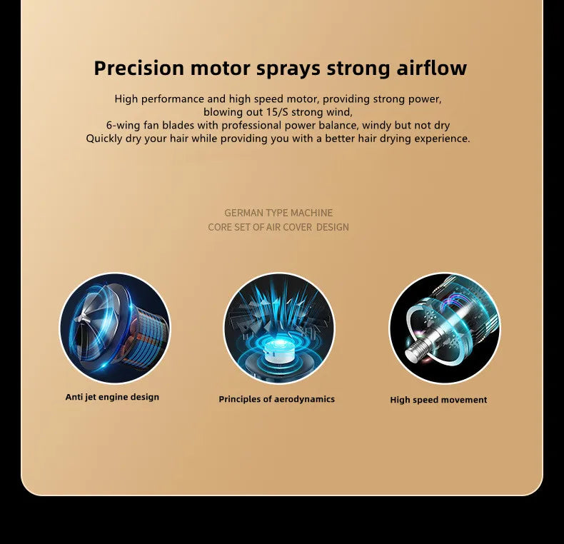Professional Foldable Hair Dryer with Negative Ions & Blue Light – High Power Salon & Home Use