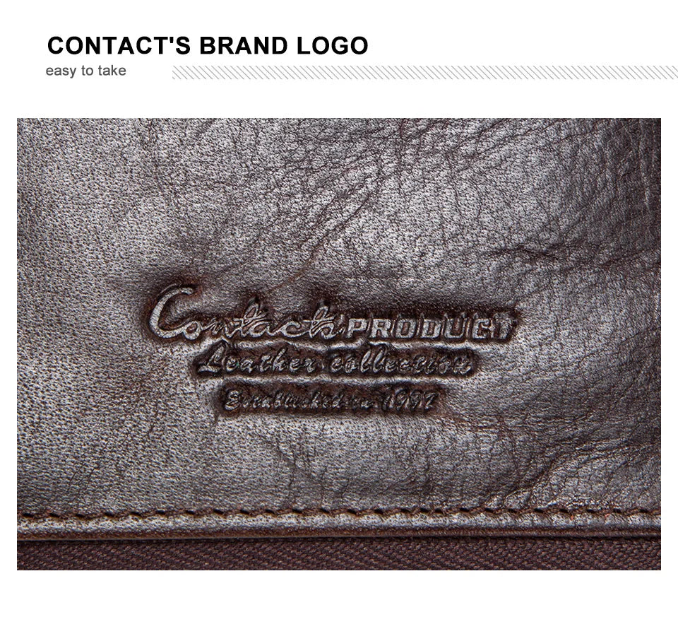 CONTACT'S Men’s Genuine Leather Clutch Wallet – Long Vintage Wallet with Card Holder, Zipper Coin Purse & Money Bag