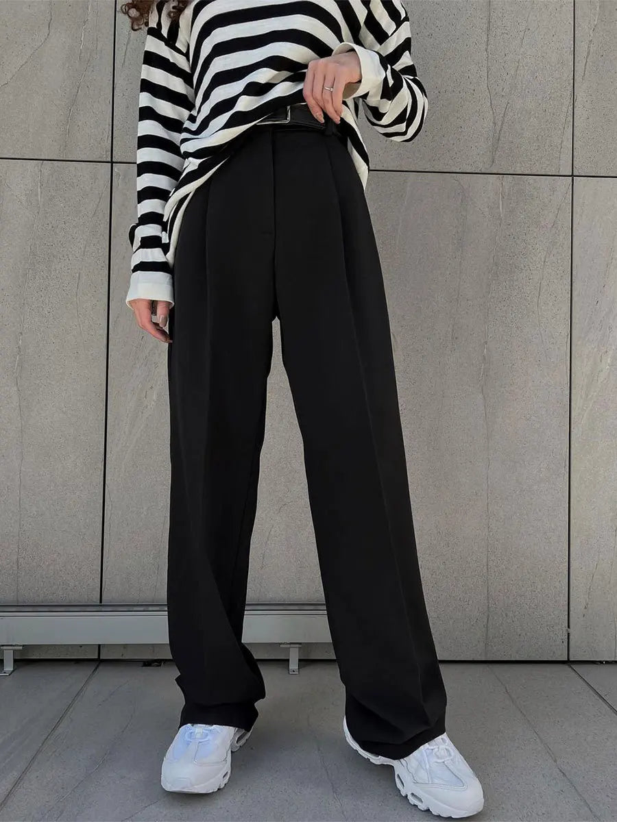 Women's Classic Straight Leg Pants – Versatile Loose Fit, Wide Leg for Office, Tourism, Spring & Summer Casual Wear