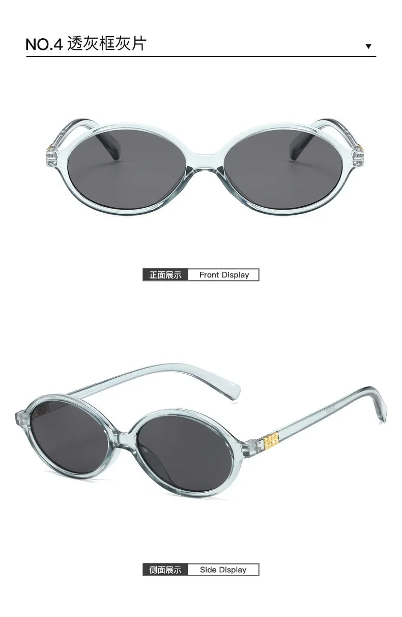 Women's Oval Sunglasses – Retro Small Frame UV400 Clear Lens Fashion Eyewear