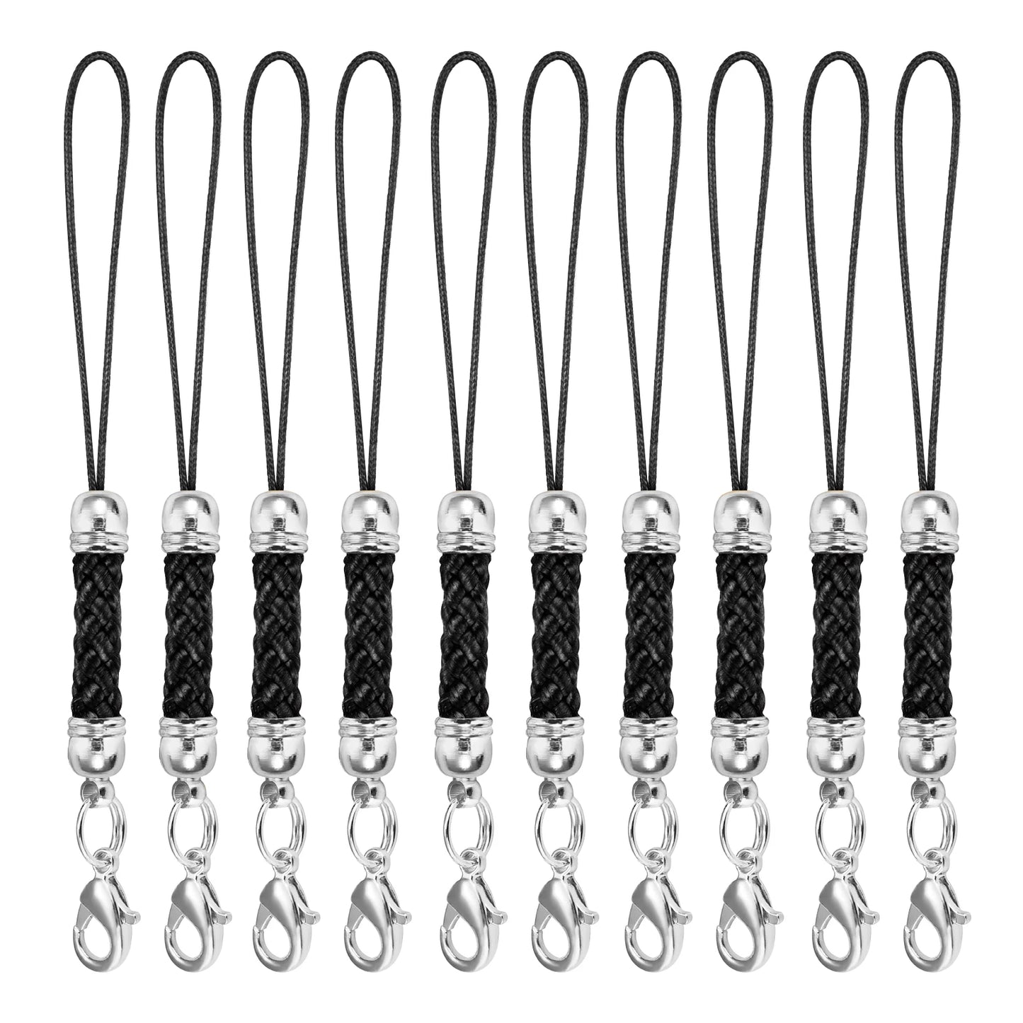 10Pcs Lanyard Strap Set - Lobster Clasp Rope Keychain Hooks Mobile Charms & Key Ring Accessories