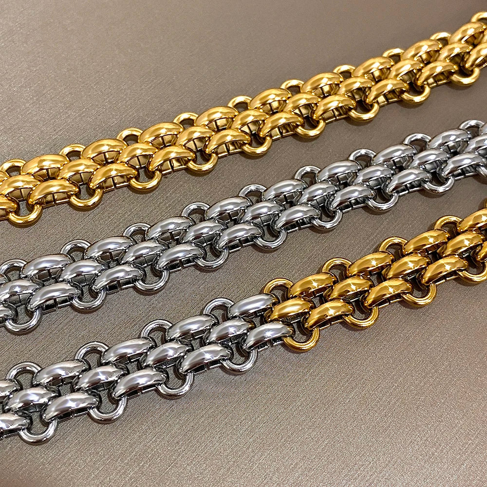Greatera Handmade Braided Titanium Steel Bracelet – Waterproof Contrast Color Chain Bangle for Men & Women Classic Jewelry
