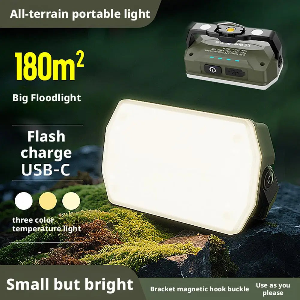 Portable LED Camping Lantern - Waterproof Battery-Powered Flood Light for Hiking, Fishing & Outdoor Use