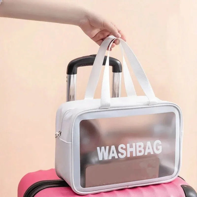 Waterproof PVC Travel Toiletry Bag – Transparent Zipper Makeup Organizer Case for Women