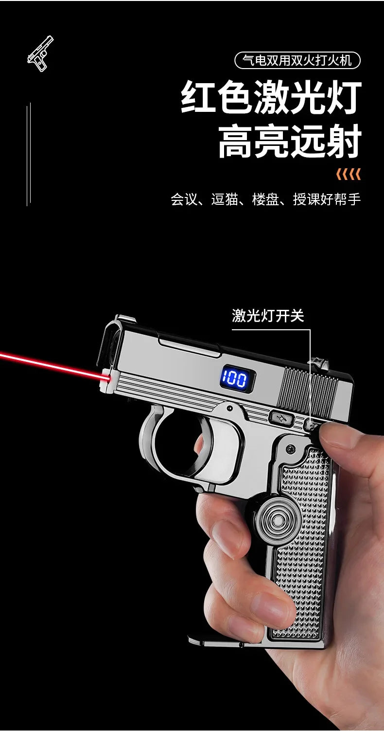 2025 Windproof Dual-Use Laser Lighter – Electric & Gas Multifunctional Metal Lighter for Men