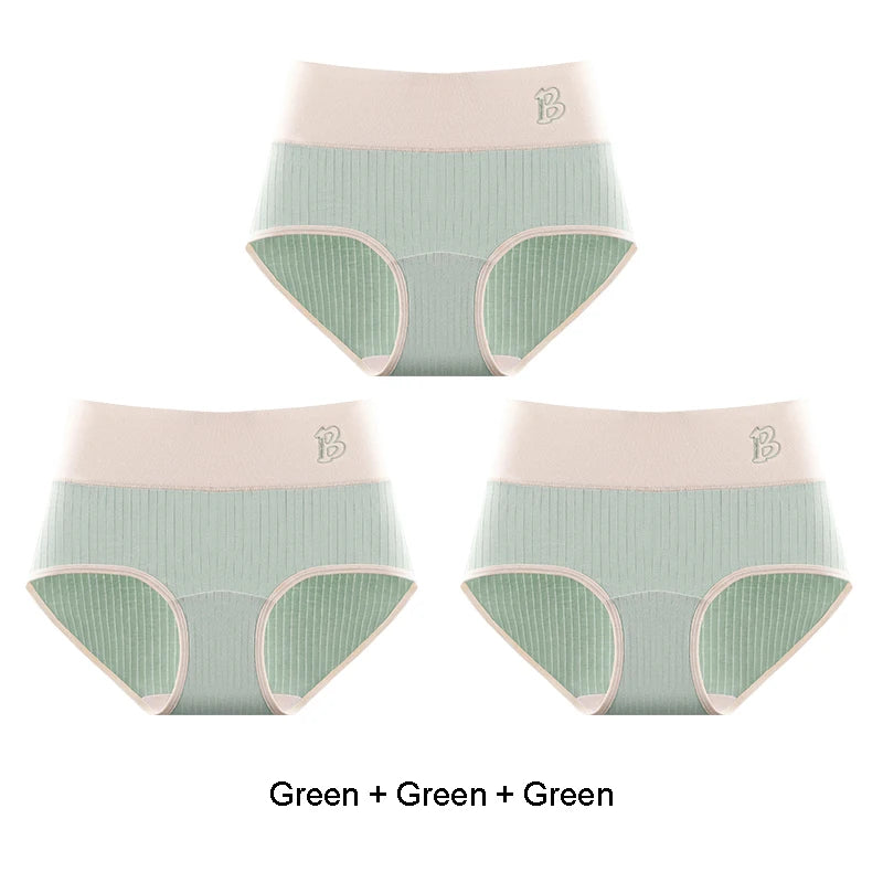 Women's Cotton Briefs - High-Waisted Belly Control Sports Panties Set for Women