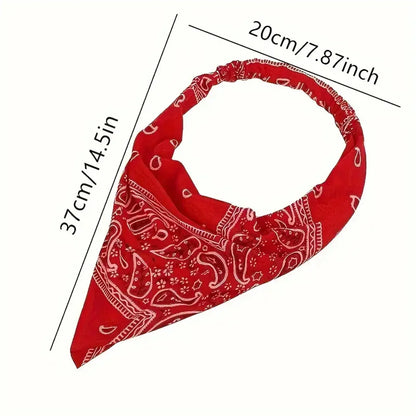 Retro Triangle Scarf Headband for Women - Breathable Elastic Fabric Hair Band