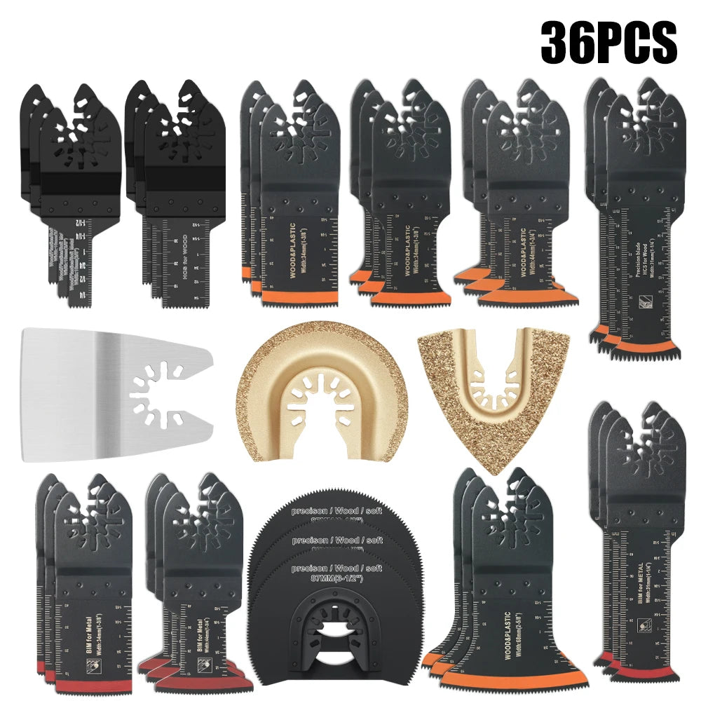 Tooth Oscillating Saw Blade Kit - 10-39PCS Carbide Multitool Blades for Wood PVC & Metal Cutting