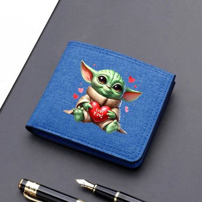 Star Wars Men's Canvas Wallet – Black/Blue/Gray Short Purse, Card Holder & Money Bag with Credit Card Case