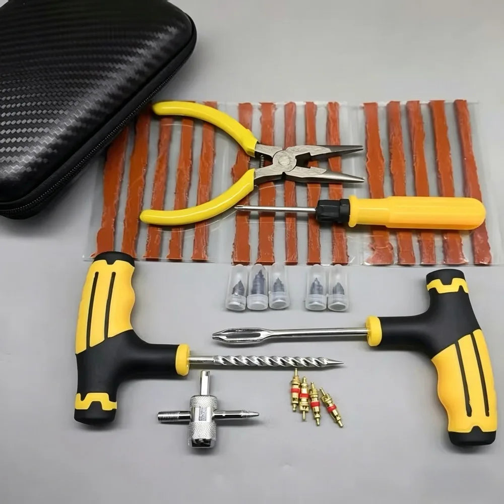 Universal Tire Repair Kit - Multi-Function Pliers & Valve Tool Set with Storage Case for Cars, Motorcycles & Bikes