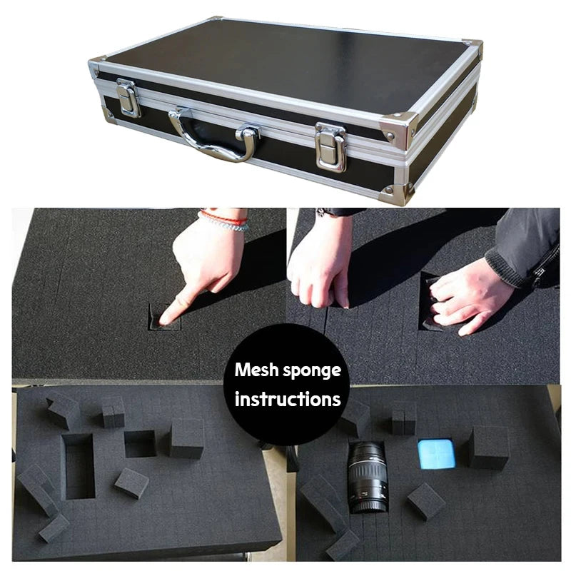 Aluminum Tool Box — Portable Storage Case with Sponge Lining, Handheld Impact-Resistant Toolbox 30x17x8cm