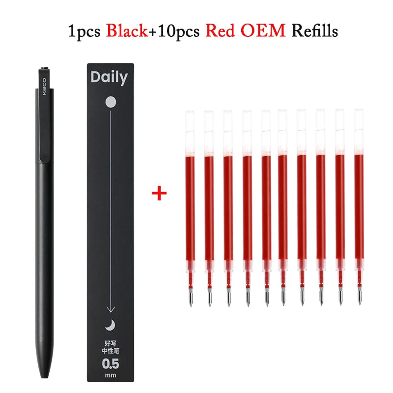 KACO Metal Clip Gel Pen - 0.5mm Black Ink Quick Dry Signature Pen with 800M Smooth Writing Capacity