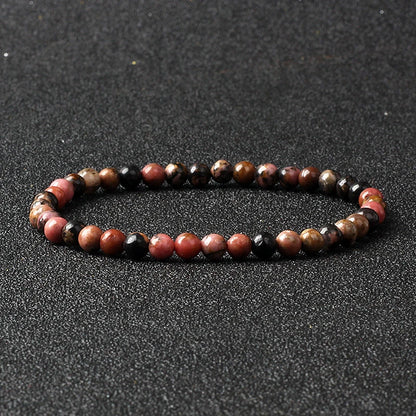 4mm Natural Stone Bead Stretch Bracelet for Men & Women – Agate Lava Handmade Reiki Crystal Jewelry