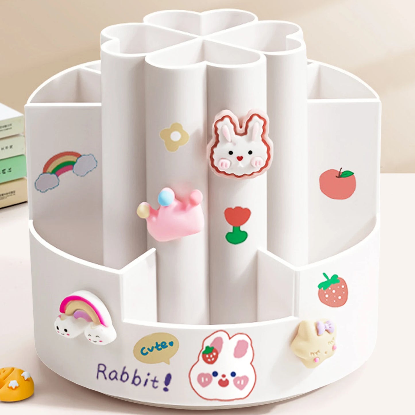 Rotating Pen Holder Desk Organizer - Large Capacity Storage Box for Pens, Cosmetic Brushes & Dorm Accessories